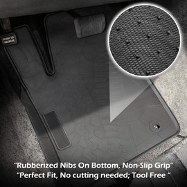 TeddyTT Floor Mats Compatible with Jeep Grand Cherokee Heavy Duty Rubber Front & Rear Car Mat Waterproof Custom Seasons Odorless All Weather 3D High Edge (Grand Cherokee, 2017-2019)