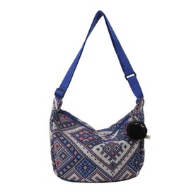 Komost Bohemian Crossbody Bags for Women, Vintage Crescent Shoulder Tote, Ideal Hippie Hobo Bag for Travel, Vacation & Work (Blue)