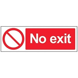 V Safety No Exit Prohibition Sign - 300mm x 100mm - 1mm Rigid Plastic