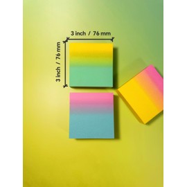 DUOORANGE™ Transparent Sticky Notes, Glitter Gradient Color, 3x3 Inch, 3 Pads, 200 Sheets per Pad, 600 Sheets, Self-Adhesive, Book Accessories and Office College Supplies, Artistic Supplies