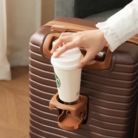 Merax Hardshell Luggage Set with TSA Lock, 20-Inch Airline Approved Carry-On with Cup Holder, 28" Checked Suitcase, Lightweight Spinner Luggage for Travel (Brwon, 20/28)