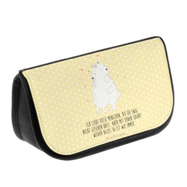 Mr. & Mrs. Panda Cosmetic Bag Polar Bear Hugging - Gift, Funny Sayings, Make-Up Bag, Animal Motifs, Toiletry Bag, Animals, Good, yellow, Hand Drawn