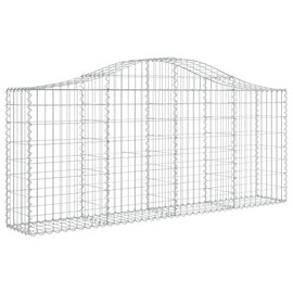 'vidaXL Arched Gabion Basket 78.7"x11.8"x31.5"/39.4" - Durable Galvanized Iron Construction, Ideal for Garden Barriers/Retaining Walls, Easy Assembly, Silver Color