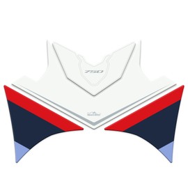 Resin Bike Sticker Compatible with Honda Transalp XL 750 2023. Motorcycle Tank Guard Protection from Bumps and Scratches. Resin 3D Sticker - Tricolour Ross White