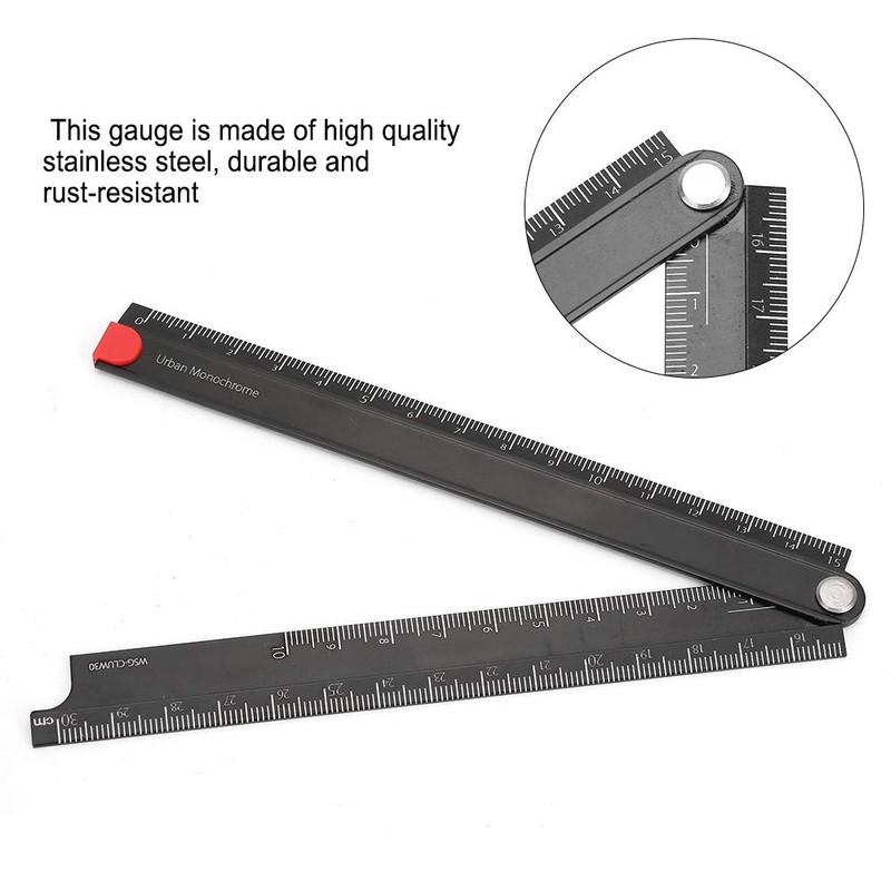 Metal Foldable Ruler 30cm, Ruler 90 ° Folding Aluminum Angle