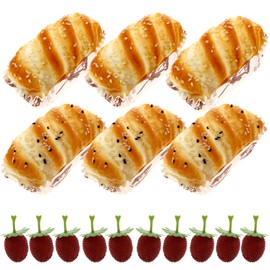 Gresorth 16 Pcs Artificial Bread Decoration Fake Strawberries Model Simulation Cupcake Dessert Display Realistic Fruit Loaf Ornament Table Restaurant
