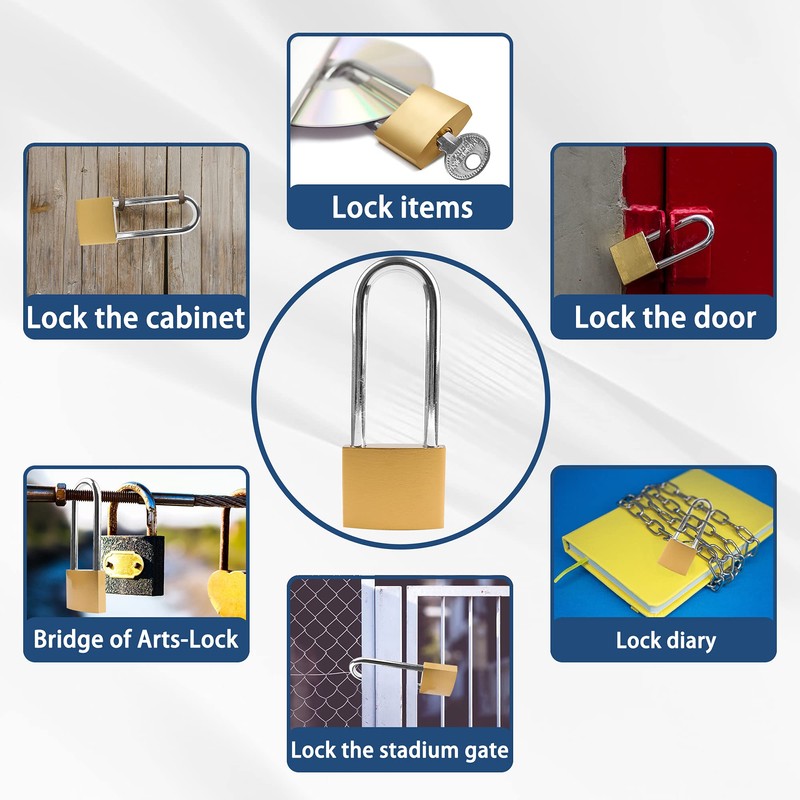 Lamondre Padlock, Heavy Duty Padlock Long Shackle Padlock with Keys,