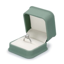 Oirlv Matcha Green PU Leather Ring Box Jewellery Box Gift Box for Wedding, Proposal, Anniversary, Valentine's Day, Shopping Mall Counter, Jewellery Display