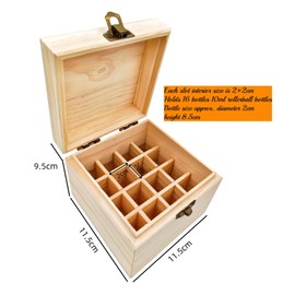 Anktily Unfinished Wooden Storage Organizer Box with 16 Compartments, 11.5 x 11.5 x 9.5 cm Unpainted Wood Case Box with Clasp for Small Keepsakes, Jewellery, Tea Bag Holder Case