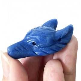 Sunshcat Sunshcat Natural Blue Aventurine Pocket Wolf Head Crystals and Healing Stone Figurine,1.57 Inchs DIY Jewelry Pendant