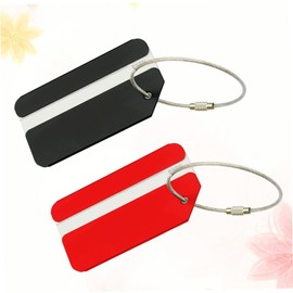 FOMIYES 2pcs Aluminum Luggage Tags Baggage Id Labels with Screw Connector for Travel Suitcases Handbags Black and Red Suitcase Tags