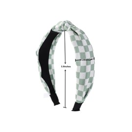YOEMAYUNER Headbands for Women Checkered Headband Knotted Head Bands Women Non Slip Top Knot Headband,Cross Knot Headbands,3PCs (1PC, Green, One size fits most)