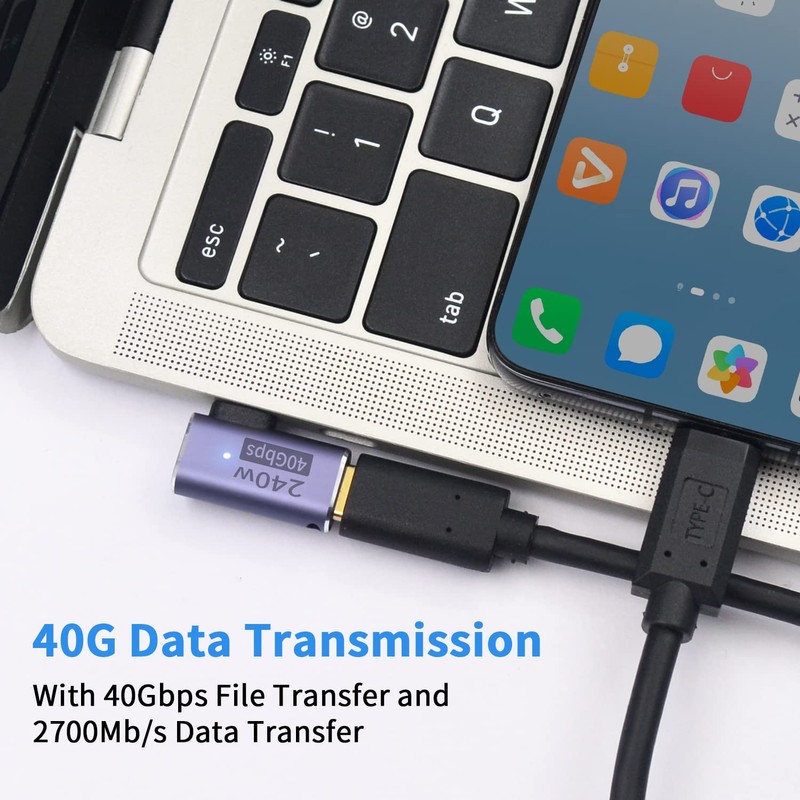 Poyiccot USB C Angle Adapter 240W, USB C Extension Connector,