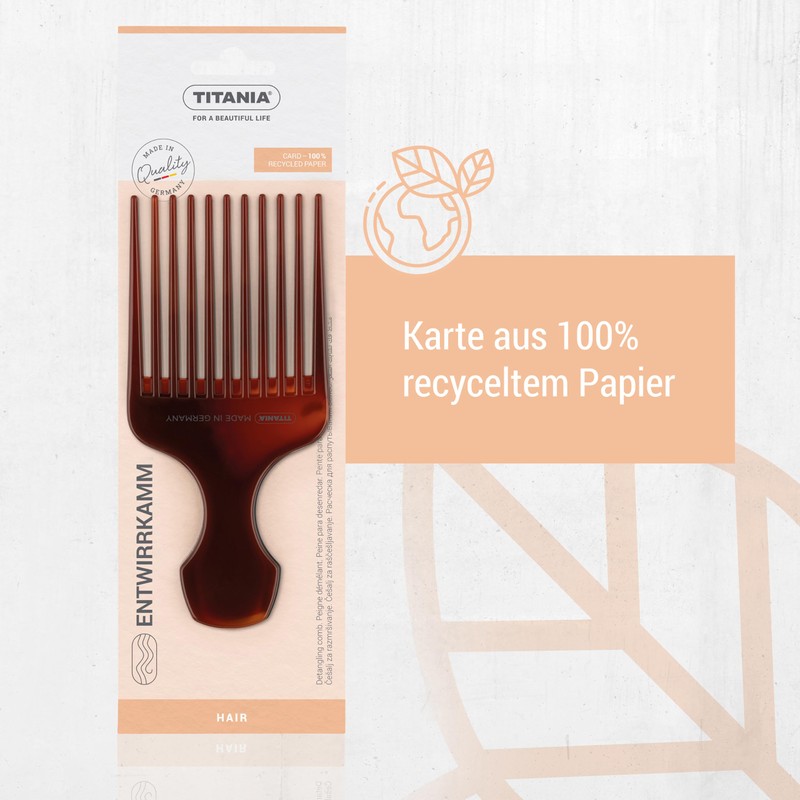 TITANIA Afro Comb (Brown) | Comb for Afro Hair |