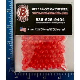 Round Plastic Fishing Bead 4mm, 6mm, 8mm for Fishing Baits & Lures 100-1000 Pack Both Freshwater & Saltwater Hard Plastic Balls for Fishing Spinner Rigs Made in USA (Red 100 Pack, 8mm)