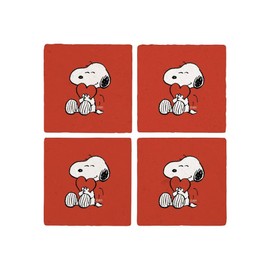 CafePress Peanuts: Snoopy Heart Tumbled Stone - Set of 4 Coasters Set of 4