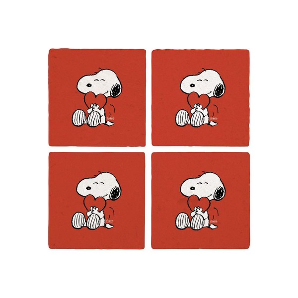 CafePress Peanuts: Snoopy Heart Tumbled Stone - Set of 4