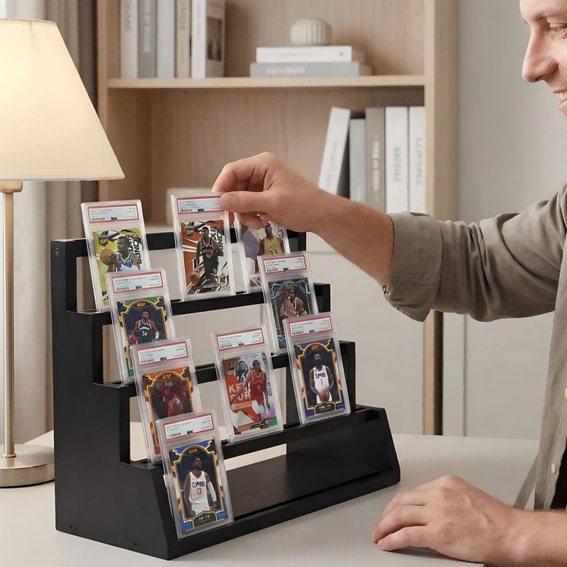 WQLLWFC 4 Tier Wooden Card Display Stand