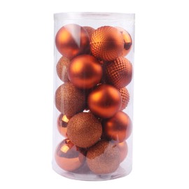 YYCRAFT 16ct Christmas Ball Ornaments 8CM for Xmas Tree Christmas Decorations Shatterproof Hooks Included (Orange, L)