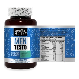 Men 100 cápsulas, Testosterona Hombre, 100% natural, Precursor de Origen natural, Sin Hormonas, Ingredientes de la + Alta Calidad, Maca Negra, Damiana, Fenogreco, Arginina, Zinc