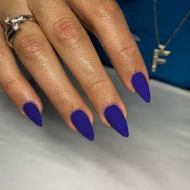 Uñas Postizas Azul Real Mate Uñas Almendradas Medianas Uñas Acrílicas Neutras Uñas Postizas Reutilizables Para Mujeres Uñas Postizas Con Pegamento Uña