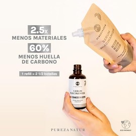 PUREZA NATUR Suero facial Niacinamida B3, Vitamina E y Acido hialurónico 50ml | Serum Niacinamide para todos tipos de piel skin barrier hidratante, an