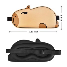 FUNAUPGO FUNAUPGO Cute Capybara Sleeping Mask Eye Mask Funny Animal 3D Contoured Sleep Mask Soft Breathable Blindfold Travel Eye Cover Eyeshade for Kids Adults Girls Boys Women Men (Capybara, Brown)