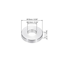 PATIKIL M6 Aluminum Spacers, 12pcs 1/4" x 5/8" Round Metal Spacers for 1/4 or M6 Screw Bolts, Unthreaded Standoff Bushing 1/8"L, 6.2x15x3mm