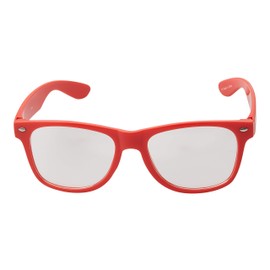 Ultra Red Adults Classic Costume Fake Glasses with Clear Lenses Retro Design For Men Women For Fancy Dress Geek Look Cosplay Hipsters World Book Day Glasses Frames Glasses Clear Lens Fashion Glasses