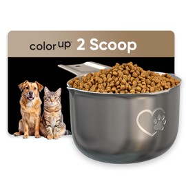 Color Up 2 Cup Pet Food Scoop – Stainless Steel Dog Food Scoop Cup (32 Tbsp) – Heavy-Duty, Rust-Resistant Measuring Scoop for Dogs, Cats, Birds & Rabbits – Ideal for Dry Food & Treats