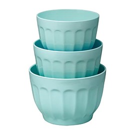 UPware 3-Piece Melamine Prep and Serve Mixing Bowl Set with Non-Slip Base, Home Essentials Cooking and Baking Tools, for Dry and Liquid Ingredients Kitchen, Mixing Bowl (Latte Blue)