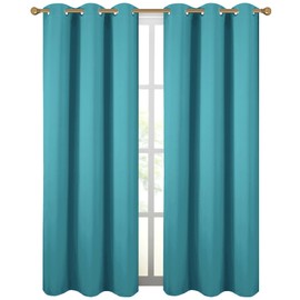 Diraysid Teal Grommet Blackout Curtains for Bedroom Thermal Insulated Room Darkening Curtains Drapes, 42 x 84 inch, 2 Panels