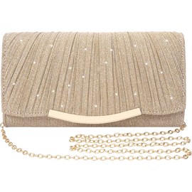 Zoranala Evening Bag Clutch Purses for Women Lady Girl Sparkling Handbags Crossbody Bag Gold Bag for Prom Party Wedding, Champagne