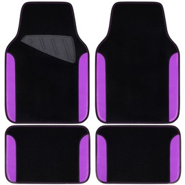 CAR PASS Waterproof Universal Fit Car Floor Mats, Faux Leather Car Carpet Mats with Anti-Slip Nibbs Backing & Driver Heel Pad Fit for SUV,Vans,sedans, Trucks,Set of 4pcs for Women (Black with Purple)