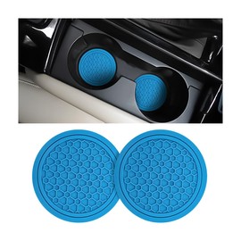 Mandark 2PCS Car Cup Holder Coasters, 2.75 Inch Non-Slip Insert Water Bottle Holder Pads, Dustproof Automotive Interior Accessories Mat, Universal for Vehicles, Trucks, RVs and More(Light Blue)