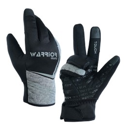 warrior gears Cycling Gloves for Men, Touch Screen Winter Gloves for Men and Women, Breathable Lightweight Waterproof Reflective Ski, Running, Walking Gloves, Black and Grey - Small