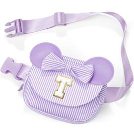 QLOVEA Initial Belt Bag, Small Crossbody Bags for Girls, Gifts for Teen Girls Kids, Girl Friend Bridesmaid Birthday Gift for Kids Daughter Sister Teen Girl Gifts Trendy Stuff Fanny Pack Purple T