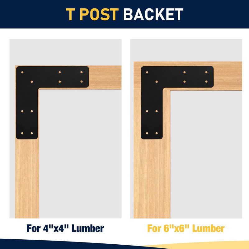10x10 L Post Bracket 2PCS, L Flat Mending Plate for