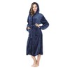 RONGTAI Womens Long Robes Plush Fleece Nightgown Thick Hooded Bathrobe