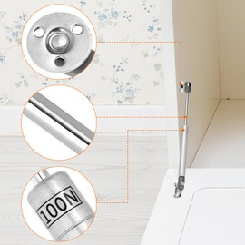 QWORK Pack of 4 Gas Lift Kit, 100N/10 kg Gas Pressure Damper, Silver Gas Spring Damper Hinge for Kitchen Cabinet Doors
