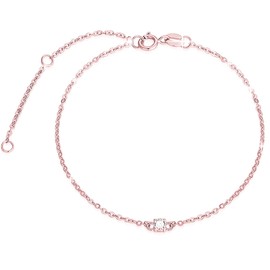 Rikelus 14K Solid Gold Bracelet for Women, Real Gold Thin Bracelet Cubic Zirconia Bracelet Birthday Anniversary Mothers Day Jewelry Gifts for Wife/Mom/Grandma/Girlfriend, 6.5+1+1 inch