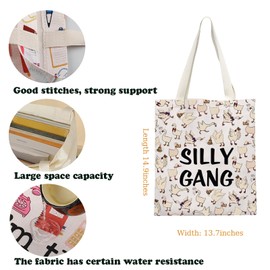 Silly Gang Inspired Tote Bag Goose Bumps Canvas Bag Silly Goose Club Gift Funny Goose Game Gift Goose Duck Lovers Gift (Silly Gang Tote)