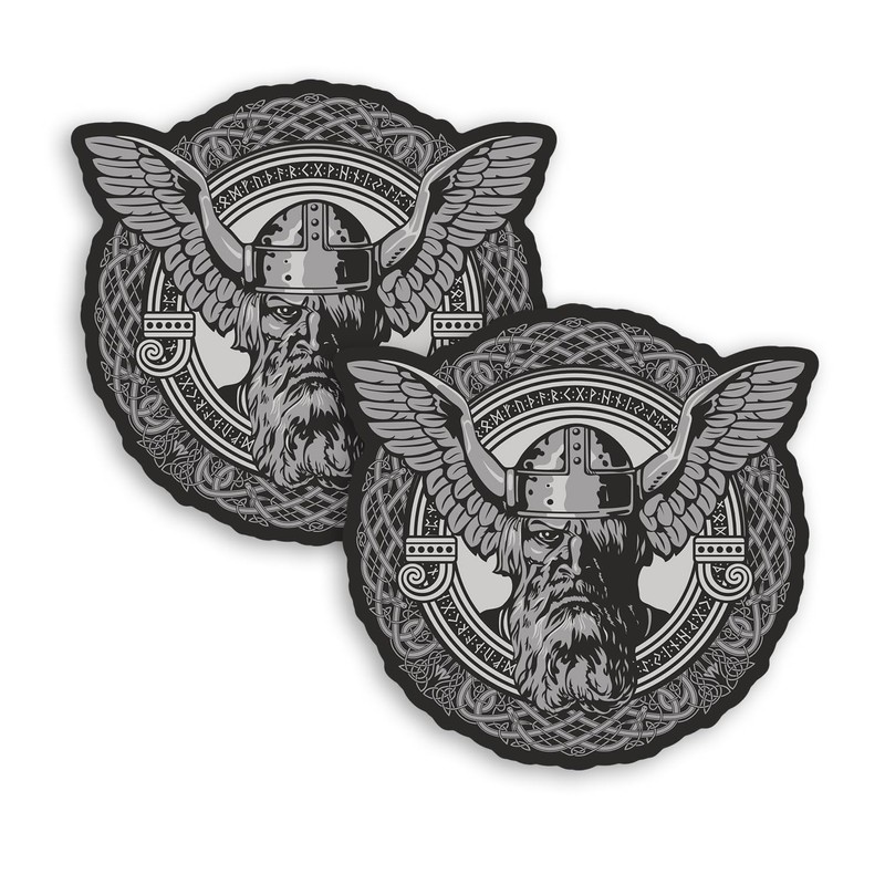2 x 10cm Viking Warrior Man Vinyl Stickers - Eagle