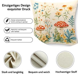 Cirzone Outdoor Cushion Covers, Pack of 2, 45 x 45 cm, Decorative Outdoor Cushion, Spring Pink Mushroom Cushion Covers for Sofa Cushion, Garden, Outdoor