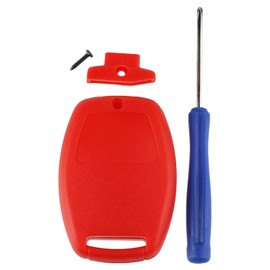 NO CUTTING NEEDED - Key Fob Keyless Entry Remote Shell Case & Pad fits Honda 2003-2012 Accord / 2006-2013 Civic EX / 2009-2015 Pilot /2005-2006 CR-V (Red)