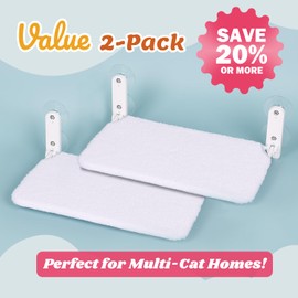 Zakkart 2PC Easy Fold Cat Window Perch - Cordless, Fold-Up, Zip Closure Embeded Machine Washable Bed Cover, Robust Metal Frame - Cat Hammock for Window for Large Cats and Kittens(Gray, Large, 2PC)