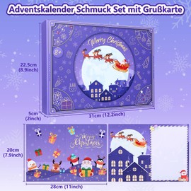 LIHAO Advent Calendar 2024 Girls with 24 Pieces Hair Accessories Jewellery Necklace Bracelets Storage Bag Christmas Advent Calendar for Children 24 Days Countdown Calendar