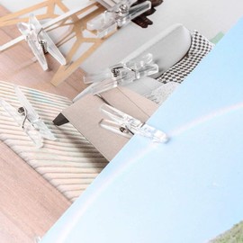 20pcs Photo Clip, 2.5cm Mini Clothes Pegs, Clear Clothesline Accessory Clamp, Plastic Clothespins for Paper Clothes Photo Small Card Towel Socks