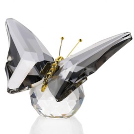 Movdyka Crystal Butterfly Decor Figurines Gifts for Women, Grey Glass Butterfly Craft Desk Office Dcorations Table Centerpieces, Animal Ornaments Paperweight, 10003