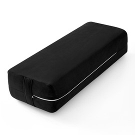 Wellsin Rectangular Yoga Bolster - Meditation Pillow with Washable Suede Cover, 27"X10" X5.5", Black
